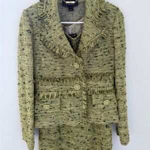St. John Couture Tweed Dress Jacket SET Beaded Details | Size 2